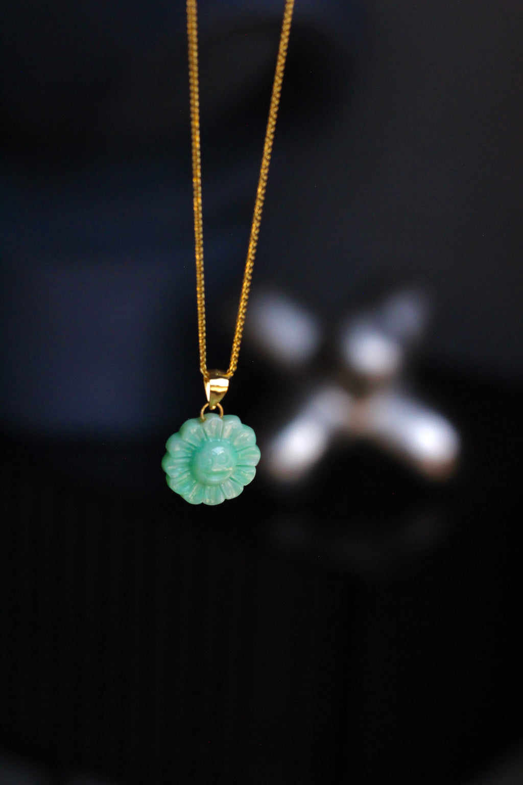 Gold Murakami Flower Jade Necklace