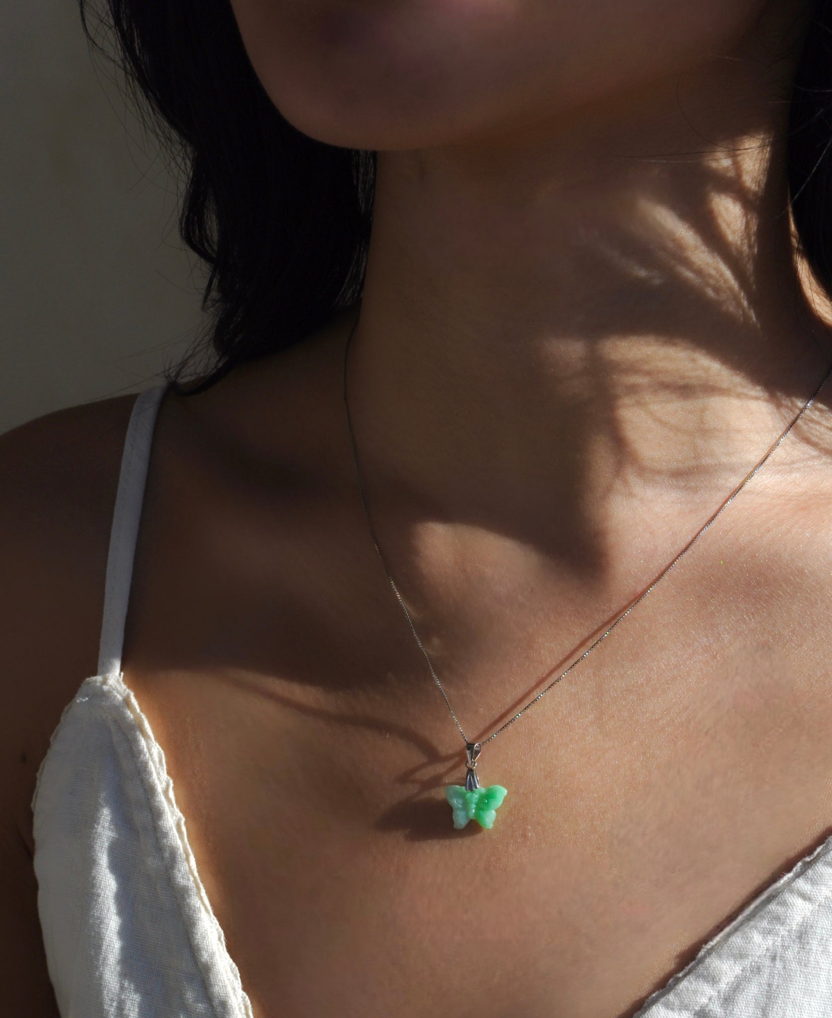 The Silver Butterfly Jade Necklace