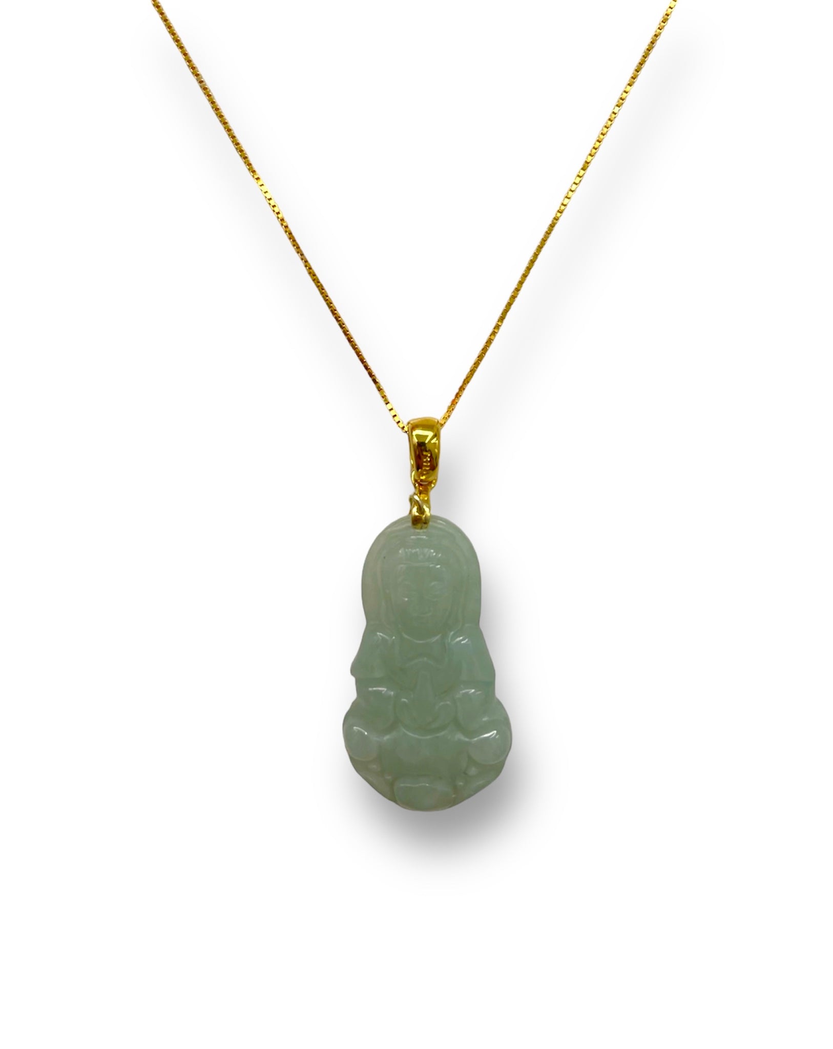 Woman Buddha Jade Chain Small Jade Buddha Necklace ,18k Gold