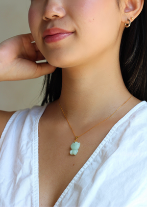 Lighter Green Hello Kitty Jade Necklace