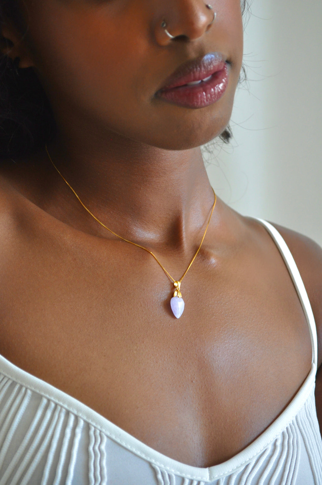 Golden Purple Jade Love Necklace