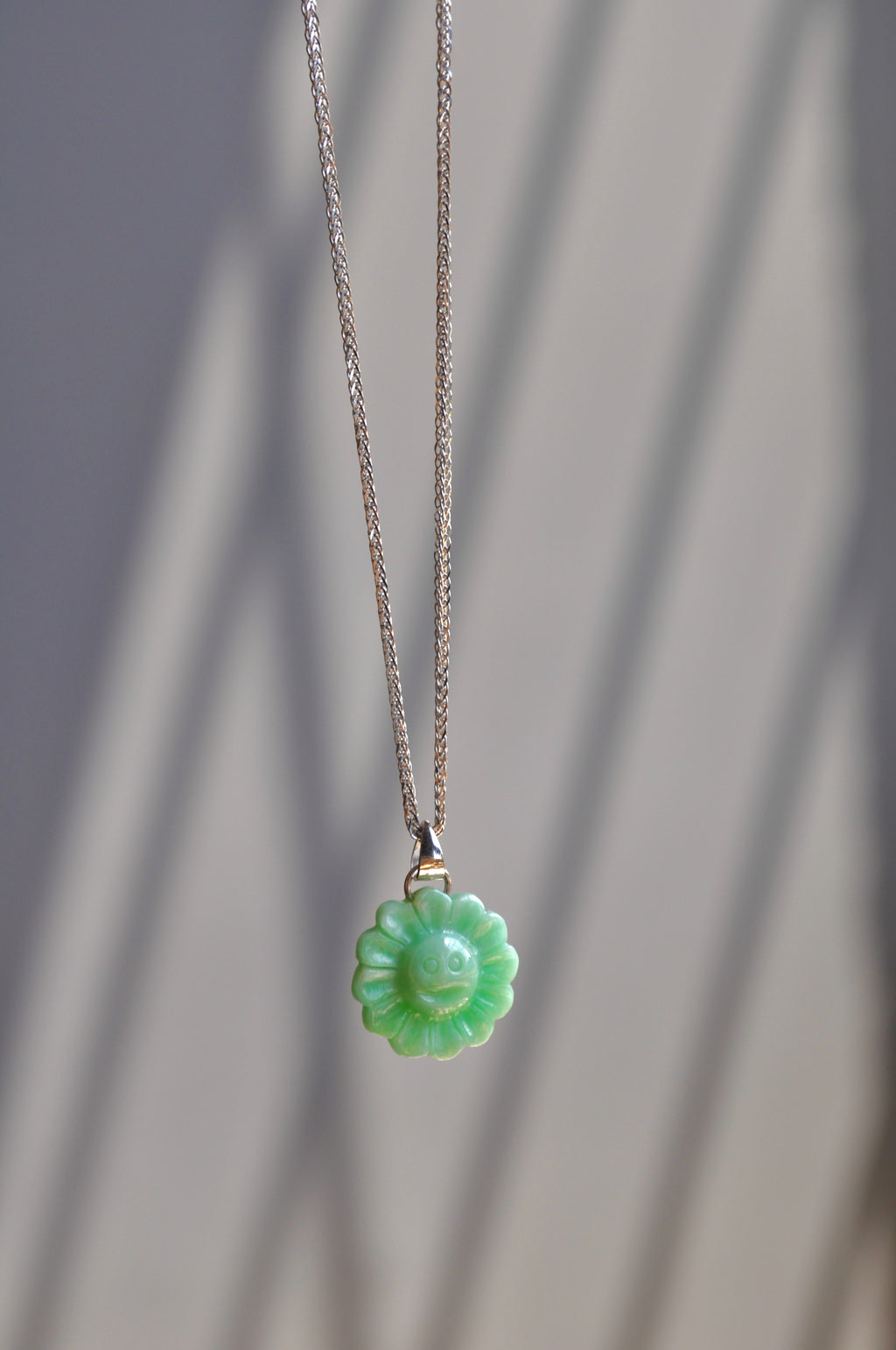 Silver Murakami Flower Jade Necklace