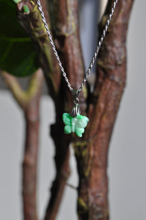 The Silver Butterfly Jade Necklace