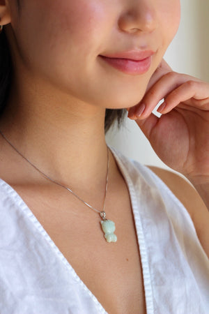 Lighter Green Hello Kitty Jade Necklace