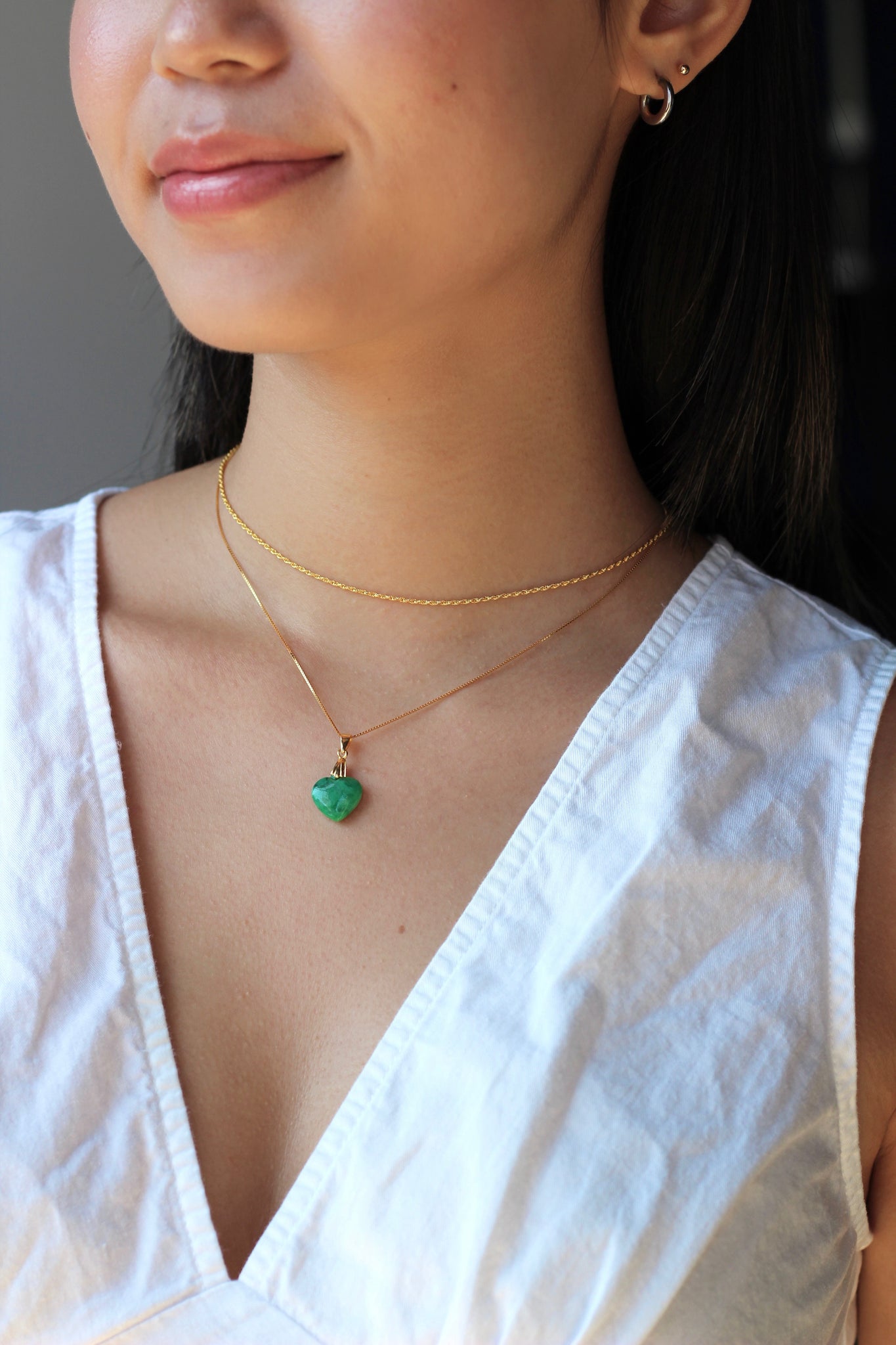 Golden Green Jade Love Necklace