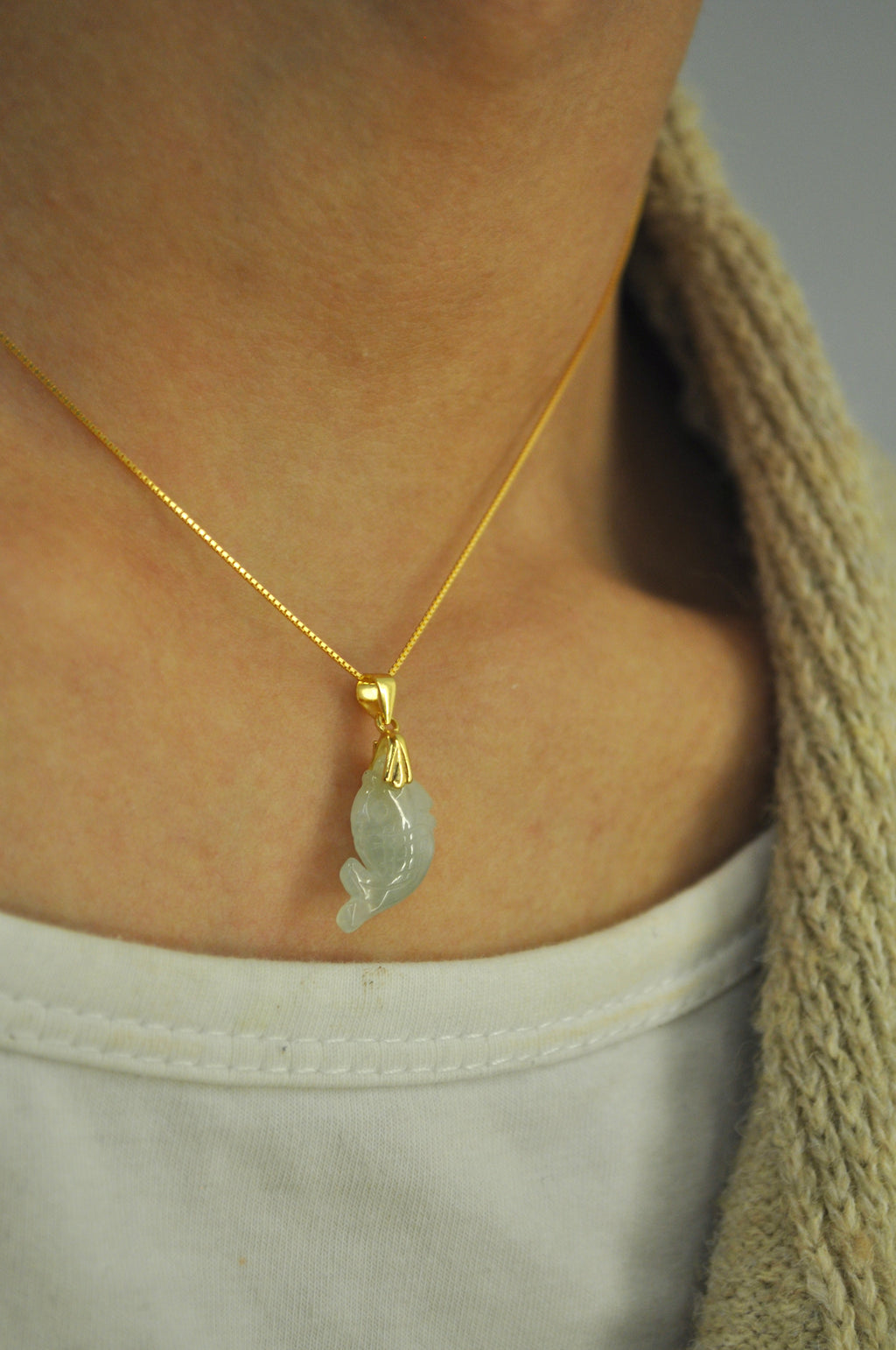 The Mini Lucky Fish Jade Necklace