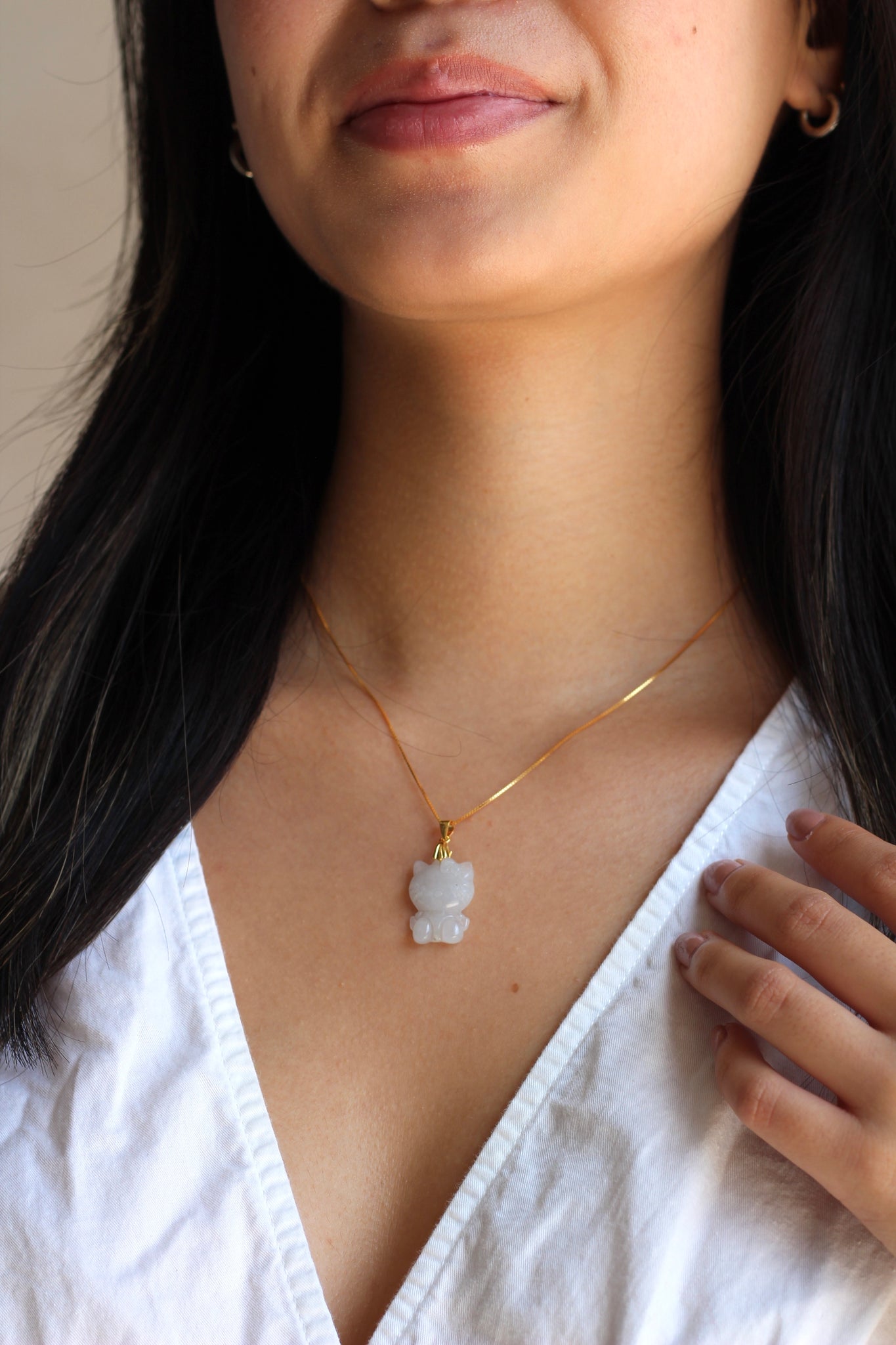 The White Jade Hello Kitty Necklace