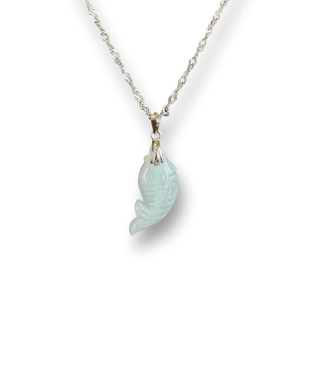 The Silver Lucky Fish Jade Necklace