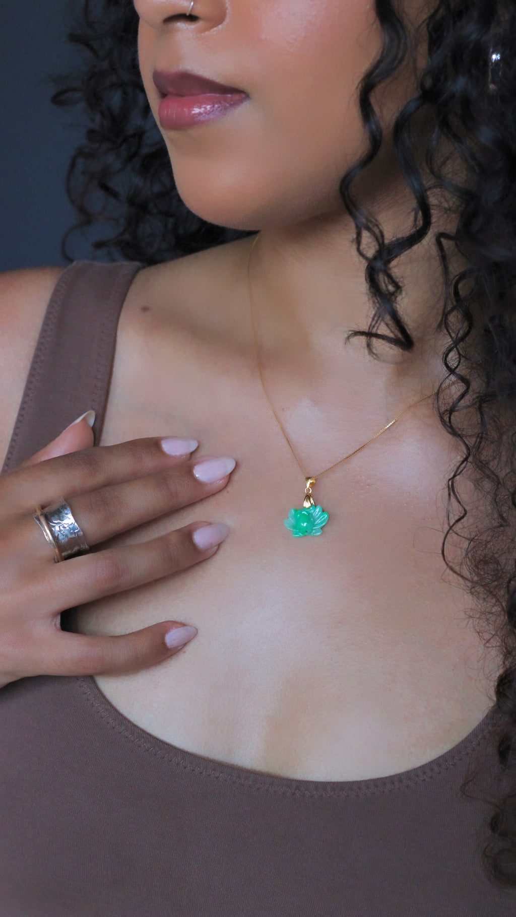 The Gold Blooming Green Lotus Jade