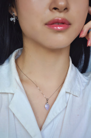 Silver Purple Jade Love Necklace