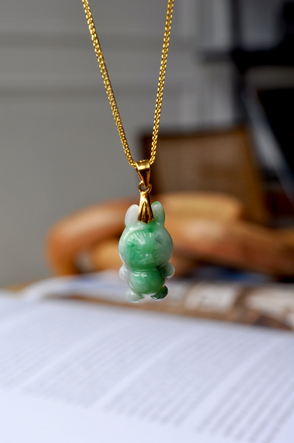 Golden Labubu Jade Necklace