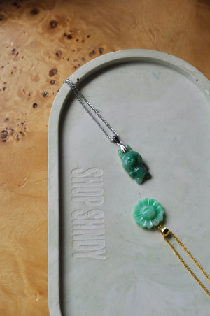 Silver Labubu Jade Necklace